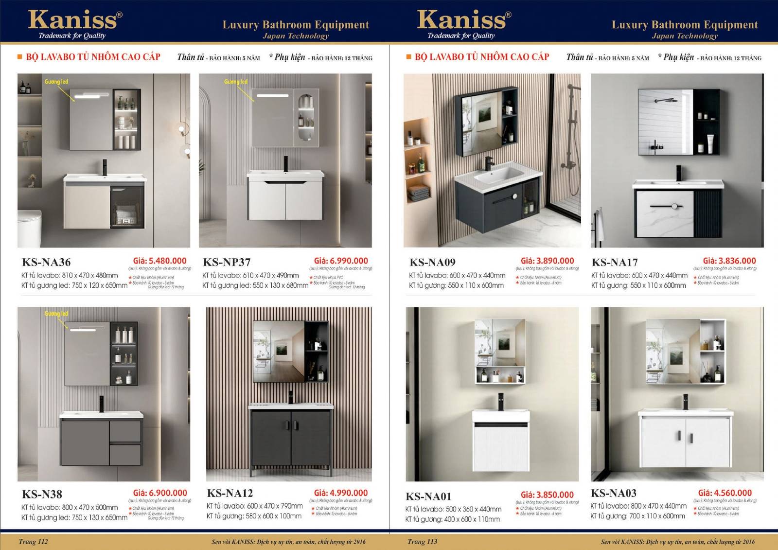 Catalogue và Bảng giá Thiết bị vệ sinh KANISS mới nhất /Page 57